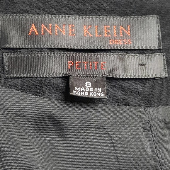 Anne Klein Petite Black Fit Flare Short Sleeve Modest Career Seamed Dress 8P - Picture 4 of 8